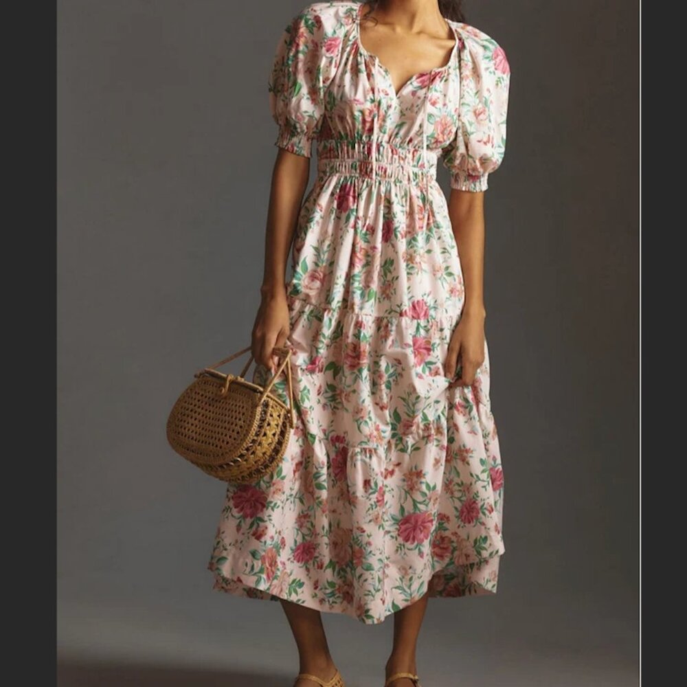 Anthropologie The Somerset Maxi Dress Puff Sleeve Edition in Floral size XL